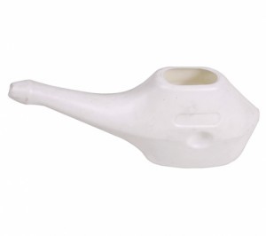 Neti Pot, neusreiniger, plastic + 15 gram zout